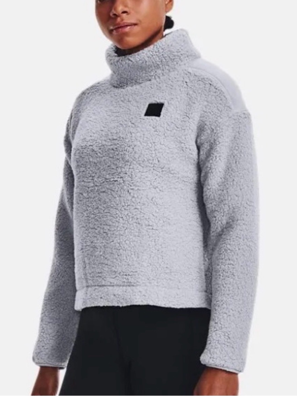 Under Armour Women's Light Gray Sherpa Fleece Mock Neck Pullover